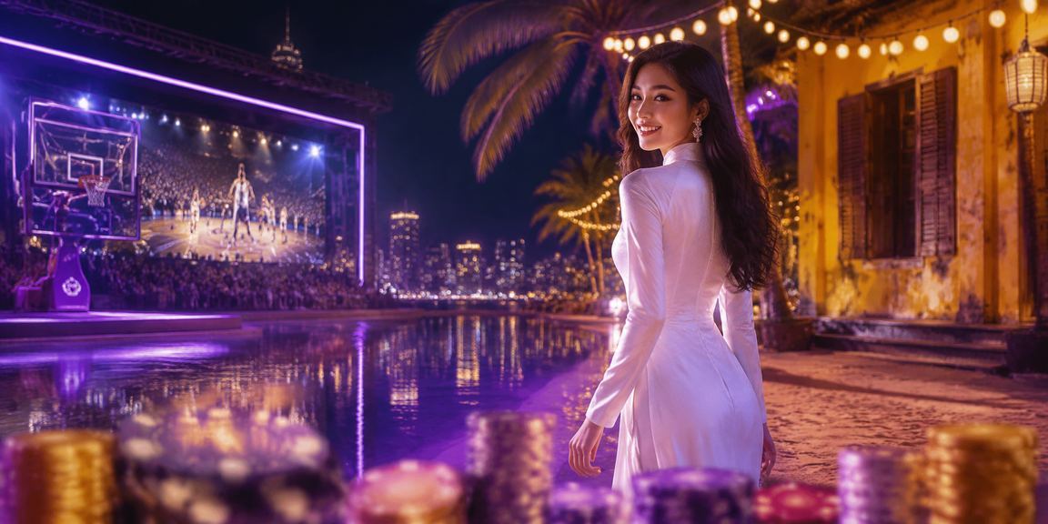 Người chơi Hội An trong trang phục áo dài theo dõi và cá cược bóng rổ